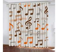 YNIOFU Musique en Couleur Salon Blackout Curtains, Égaliseur de Musique Chambre Rideau Oeillets, Remarques Cuisine Rideaux Anti, Mélodie Musicale Enfant Bruit Opaque L 96 x H 183cm 2 Panneaux