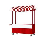 YNIYUJKL Chariot De Vente Ambulant avec Auvent Rayé, Construction Robuste en Fer pour Une Utilisation Intensive sur Les Marchés Et Festivals.,Red-130 * 60 * 200cm