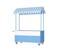 YNIYUJKL Chariot De Vente Ambulant avec Auvent Rayé, Construction Robuste en Fer pour Une Utilisation Intensive sur Les Marchés Et Festivals.,Blue-130 * 60 * 200cm