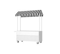 YNIYUJKL Chariot De Vente Ambulant avec Auvent Rayé, Construction Robuste en Fer pour Une Utilisation Intensive sur Les Marchés Et Festivals.,White-130 * 60 * 200cm