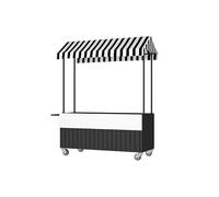 YNIYUJKL Chariot De Vente Ambulant avec Auvent Rayé, Construction Robuste en Fer pour Une Utilisation Intensive sur Les Marchés Et Festivals.,Black-100 * 60 * 200cm