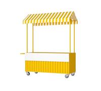 YNIYUJKL Chariot De Vente Ambulant avec Auvent Rayé, Construction Robuste en Fer pour Une Utilisation Intensive sur Les Marchés Et Festivals.,Yellow-100 * 60 * 200cm