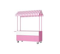 YNIYUJKL Chariot De Vente Ambulant avec Auvent Rayé, Construction Robuste en Fer pour Une Utilisation Intensive sur Les Marchés Et Festivals.,Pink-100 * 60 * 200cm