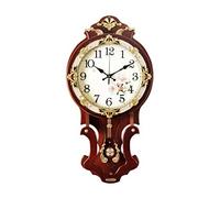 YNIYUJKL Horloge Murale Silencieuse À Piles en Bois, Style Rétro Européen, avec Pendule Décoratif, KS,A-Medium