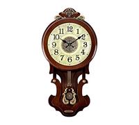 YNIYUJKL Horloge Murale Silencieuse À Piles en Bois, Style Rétro Européen, avec Pendule Décoratif, KS,J-Small