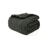 YNM Couverture Originale tricotée à la Main - Jeté en Tricot épais, Doux, Respirant et Portable de Poids Moyen pour canapé, lit, etc. Pièce élégante pour décoration d'intérieur (Olive, 130 x 180 cm)