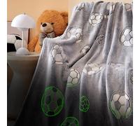 YNNHUDEEP Couverture Enfant Plaid Polaire Football Gris Argenté 150x130cm