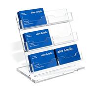 YNNHUDEEP Porte-cartes de visite en acrylique transparent - 300 à 380 cartes de visite - 3 étages et 6 compartiments - Rangement pour cartes de visite pour bureau, bureau, cartes de visite pour stand