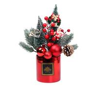 YNPQTDS Arrangement de Noël artificiel en pot, bouquet de fleurs artificielles de Noël, bouquet de fleurs artificielles de Noël, fleurs artificielles de Noël dans un vase