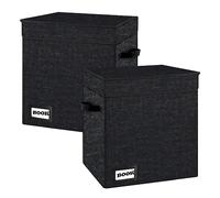 YNSZAS Lot de 2 boîtes de rangement courtes pour bande dessinée, 30 x 24,9 x 19,8 cm, peut contenir 100 à 120 collections, poubelle cadeau robuste (noir)