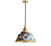 YNVIOZM Suspension Lustre Moderne en Porcelaine Bleue Et Blanche, Classique en Céramique, Petit E27 1 Lumière, Semi-Intégrée, Lampe À Suspension Hôtel Café