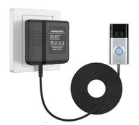 Ynzeyx Adaptateur Secteur pour Sonnette Vidéo, 24V 500MA Transformateur de Sonnette de porte Compatible avec Ring Door Bell Video doorbell 2 Pro (10m/394in black)