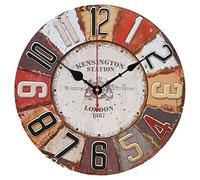 Horloge murale de cuisine vintage, 30 cm de diamètre, en MDF, avec mouvement à quartz