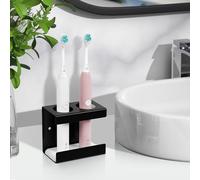 Yoassi Porte Brosse à Dents Mural Auto-adhésif, Support Brosse à Dent Electrique en Acier INOX, Toothbrush Holder sur Lavabo avec Plaque de Diatomite, Rangement Bross à Dent Salle de Bain-Noir
