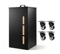 Yoassi Réservoir à Pellet Granulés 45kg à Roulettes pour Poêle,36x36x76cm | Bac de Rangement à Grande Capacité pour Pellets de Bois Granulés en Métal avec Niveau Visible et Tamis Amovible, Noir