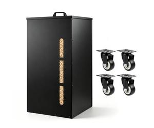 Yoassi Réservoir à Pellet Granulés 45kg à Roulettes pour Poêle,36x36x76cm | Bac de Rangement à Grande Capacité pour Pellets de Bois Granulés en Métal avec Niveau Visible et Tamis Amovible, Noir