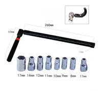 YobiLife Jeu de clés à douille de robinet, kit de 10 clés de lavabo | Acier au carbone, manche long en forme de L avec coupe-tuyaux, pour installation de robinet d'évier et réparation de