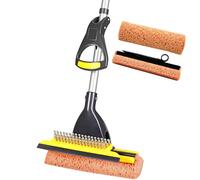 Yocada Serpillère éponge pour Usage Domestique ou Commercial, Le carrelage, la Salle de Bain, Garage, avec 2 têtes en et raclette intégrée - Manche télescopique Extensible 106 à 132 cm Séchage Facile