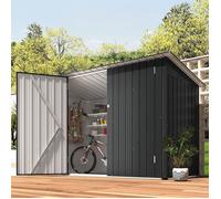 YODOLLA Abri de Jardin en Métal 2 m², avec 2 Portes, Toit Incliné, pour vélos/moto -217x96x141cm - Gris