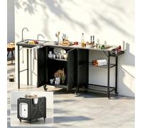 YODOLLA Chariot de barbecue, cuisine d'extérieur pliable en acier