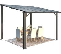 YODOLLA Pergola Adossée Aluminium 3 x 3 m - Pergola Jardin Exterieur - Toit Incliné pour Ombre - Résistant aux UV & Intempéries - Noir