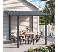 YODOLLA Pergola Murale en Aluminium avec Toit en Métal - Résistante aux intempéries - 2.4x3m - Noir
