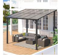 YODOLLA Pergola Murale en Aluminium avec Toit en Métal - Résistante aux intempéries - 3x3 m - Noir