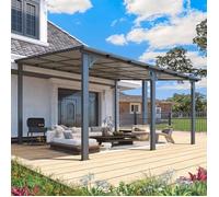 YODOLLA Pergola Murale en Aluminium avec Toit en Polycarbonate - Résistante aux intempéries - 3.6m×4.2m - Noir