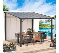 YODOLLA Pergola Murale en Aluminium et Polycarbonate - Résistante aux intempéries - 3 x 3m - Noir