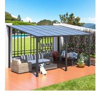 YODOLLA Pergola Murale en Aluminium et Polycarbonate - Résistante aux intempéries - 4.3x3M - Noir