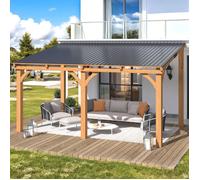 YODOLLA Pergola Murale en Bois avec Toit en Métal - Résistante aux intempéries - 3x4.2 m - Orange