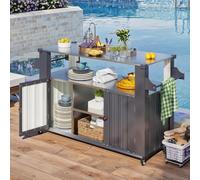YODOLLA Table à Plantes avec Rangement,poignée et Roues,Chariot Plancha | Armoire rangement exterieur,Cabane Extérieure Toit Incliné, Abri de Rangement Extérieur,Meuble Exterieur