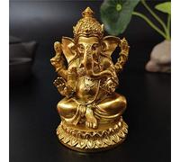 YODOOLTLY Statues du Seigneur Ganesh doré - Statue de Dieu éléphant Hindou - Sculpture en résine - Figurine de Bouddha Indien Ganesh Faite à la Main - Décoration pour la Maison, Le Jardin, la Voiture