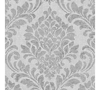 YöL Eleanor Darcy James Papier peint damassé Gris métallique