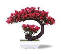 yoerm Petites Plantes artificielles - Bonsaï Artificiel en Plastique Magenta pour Maison, Chambre, étagère Murale, Bureau, décoration de Chambre de Ferme, 21,6 cm de Haut