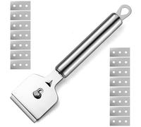 Yoezuo Grattoir en Acier Inoxydable, 15 Lames de Rechange Incluses | Grattoir Plaque Vitrocéramique Professionnel pour gratter Peinture, Papier Peint, Autocollants, étiquettes, Argent