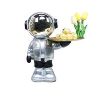 Yofab Accessoires de bureau amusants - Bol à clés décoratif avec plateau et boîte de rangement à bijoux - Sculpture d'intérieur pour les amateurs de l'espace - Décoration vintage dorée (argent B)