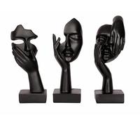 Yofab Décoration de Bureau Statue de penseur, 3 pièces, décoration Maison, Sculpture Abstraite, Figurines for Salon Centre de Table(Black)