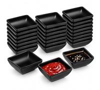 YOFAPA Lot de 24 bols à sauce soja en plastique, petits carrés pour condiments, noirs, parfaits pour les barbecues, les fêtes et les tables de salle à manger