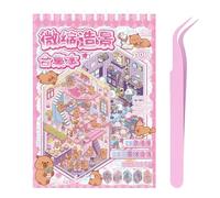 YOFDAL Stickers book, 10 scènes et 20 autocollants 3D, cozy room stickers pour la maison, autocollants 3D anti-stress avec pince à épiler pour adultes et enfants, rose