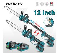 YOFIDRA 12 pouces 7000W pôle télescopique sans brosse tronçonneuse électrique scie à branches hautes outil d'élagage de jardin pour Makita 18V batterie broche 2 Battery