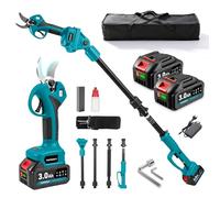 Yofidra 2-en-1 Sécateur Électrique Télescopique, Ébrancheur 30mm | 2,4m Perche Longue Amovible, 2 Batteries 3.0Ah, Moteur Brushless, Sécateur Électrique Sans Fil pour Arbres Fruitiers