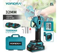 YOFIDRA 32MM sécateur électrique sans brosse sans fil jardin arbre fruitier ciseaux branche outils électriques pour Makita 21V batterie broche 2xBattery Set