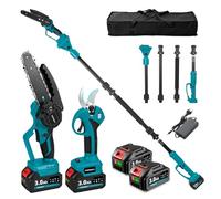 Yofidra 4 en 1 Élagueuse sur Perche avec Batterie, Tronçonneuse Télescopique & Sécateur Electrique 30mm, Kit d'outils de Jardin avec 2 Batteries de 3,0 Ah, Perche Télescopique 240cm, Max 4,6 m