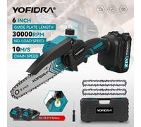 YOFIDRA 6 pouces tronçonneuse électrique sans fil huileur jardin bois coupe bûche taille scie outil électrique pour Makita 21V batterie broche No Battery