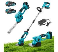 Yofidra Coupe Bordure sans Fil, Cisaille à Gazon Télescopique avec Batterie | Taille-haie Télescopique, 2 Batteries 2000mAh, Lames SK5 13/22cm, pour Bordures de Pelouse et Arbustes, idéal Petits Jardins