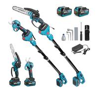 Yofidra Kit 4-en-1 d’Élagueuse et Tronçonneuse con Asta Telescopica | 8” Tronconneuse & 30 mm Sécateur Électrique Sans Fil, avec 2 Batteries 3,0 Ah, Portée Maximale Jusqu'à 4,2 m