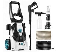 Yofidra Nettoyeur haute pression, Laveuse à pression | avec canon à mousse et pistolet à eau | 100 bar de pression | 1200W | tuyau de 5m | pour voitures, maison et jardin | Pression électrique