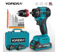YOFIDRA perceuse électrique sans brosse tournevis 10MM perceuse à percussion sans fil à main outil électrique pour le travail du bois pour batterie Makita 18V Without Battery