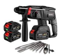 YOFIDRA Perforateur électrique sans fil 650W, SDS-Plus Mandrin 4 modes, 2X 3000mAh Batteries